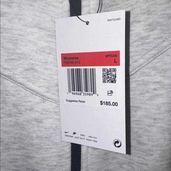 Nike Tech Fleece White Full-Zip Wide-Leg Jumpsuit - Picture 5 of 5